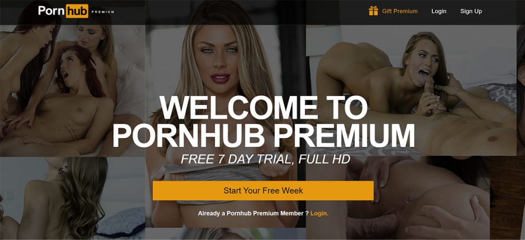 Pornhub Premium homepage